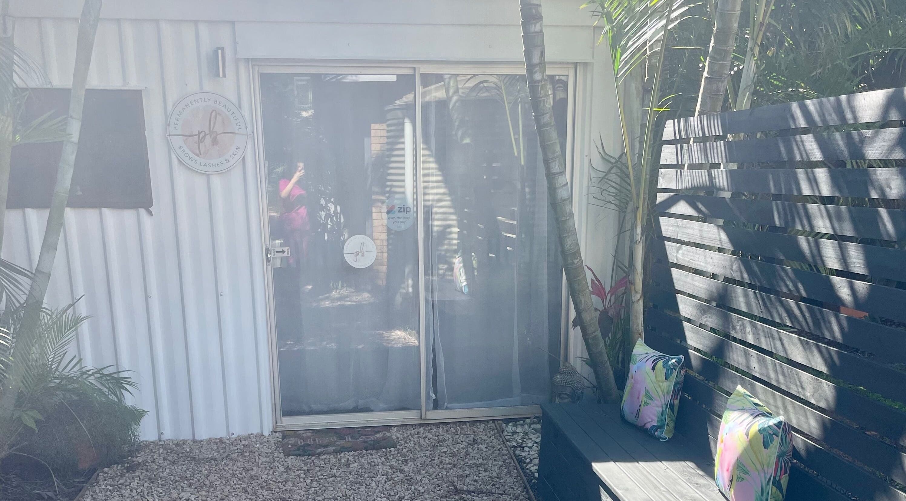 Entrance to Beauty On Point, featuring a cozy outdoor seating area in Victoria Point, Queensland, AU.