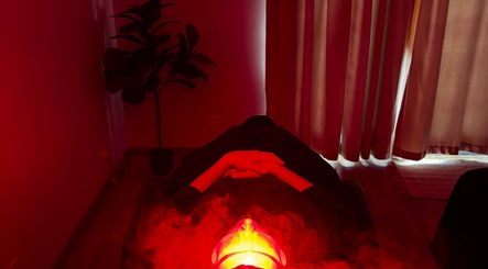 Relaxation session with soothing red light therapy at The Spa Room, Sioux Center, Iowa, US.