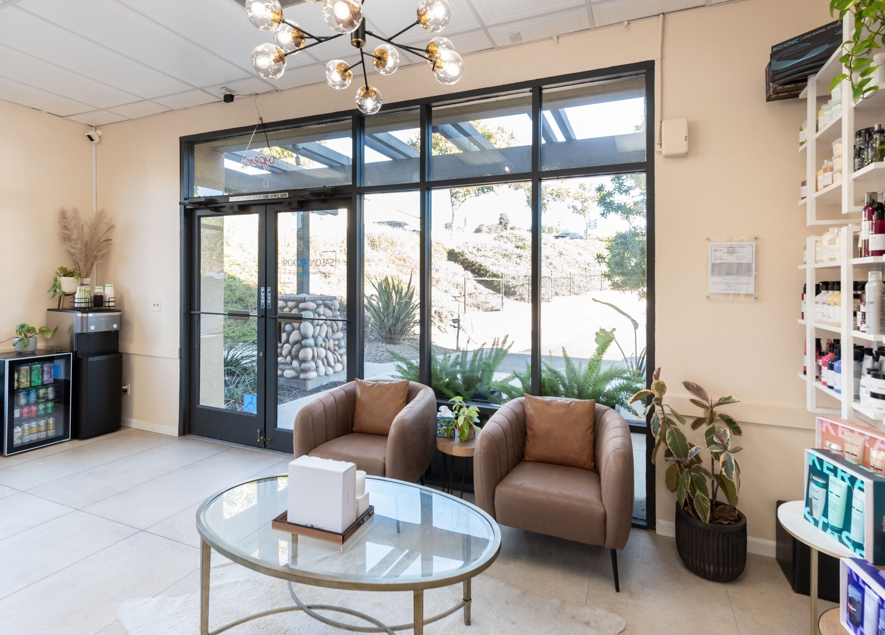 Inviting seating area at Salon Ardor in San Diego, California, US, with modern decor and natural light.