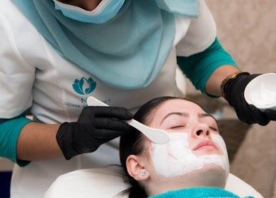 Facial treatment at NR Derma Aesthetics, Bicester, England, GB, promoting relaxation and skincare.