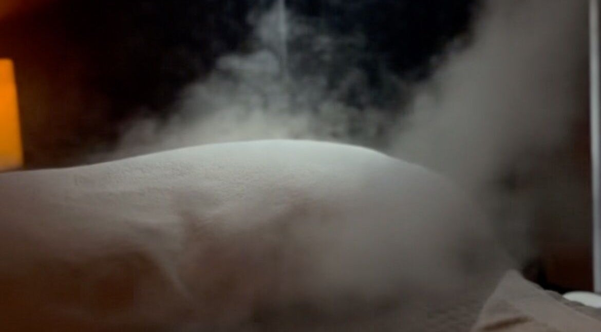 Inviting steam room at Face:it in Borve, Scotland, GB, offering a serene and relaxing atmosphere.