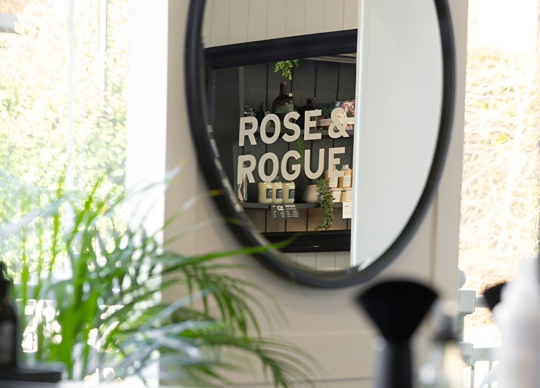 Reflection of Rose and Rogue's stylish interior in a circular mirror in Sevenoaks, England, GB.