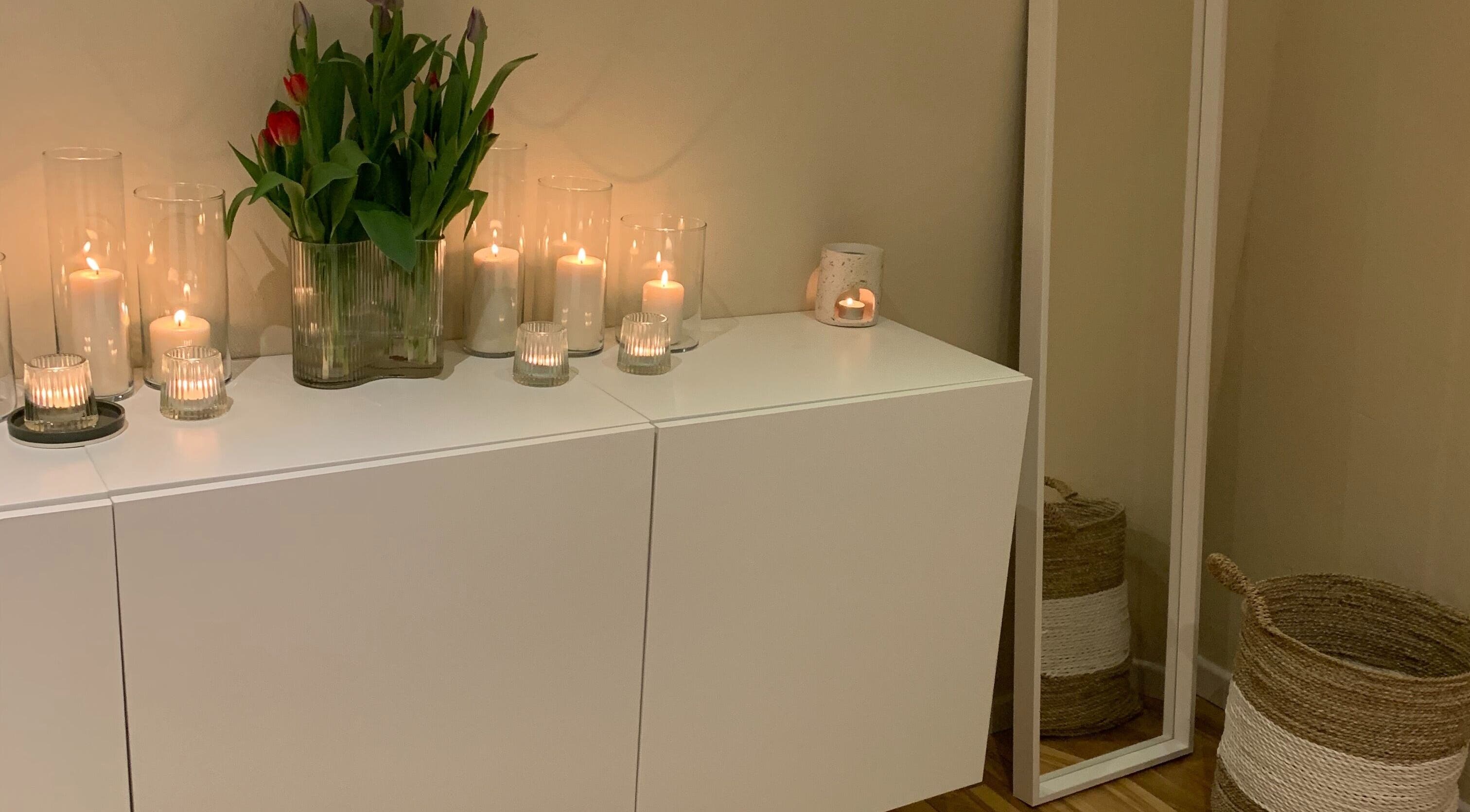 Elegant candle setup at Bare Beauty, Shankbridge, Northern Ireland, GB enhancing relaxation ambiance.
