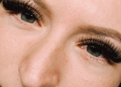 Close-up of expertly applied eyelash extensions at Lash Artistry by RK, Buttaba, New South Wales, AU.