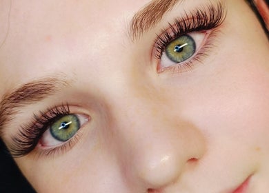 Close-up of styled lashes and brows at Lash Artistry by RK, Buttaba, New South Wales, AU.