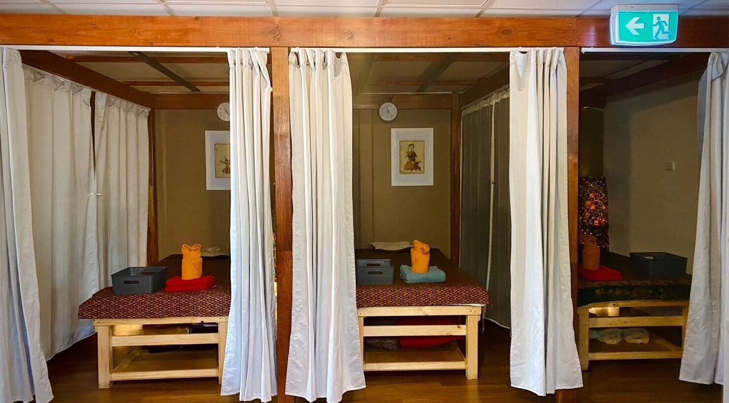 Elegant massage room at Piyawat Thai Massage Armadale, Armadale, Western Australia, AU with curtained spacious beds.