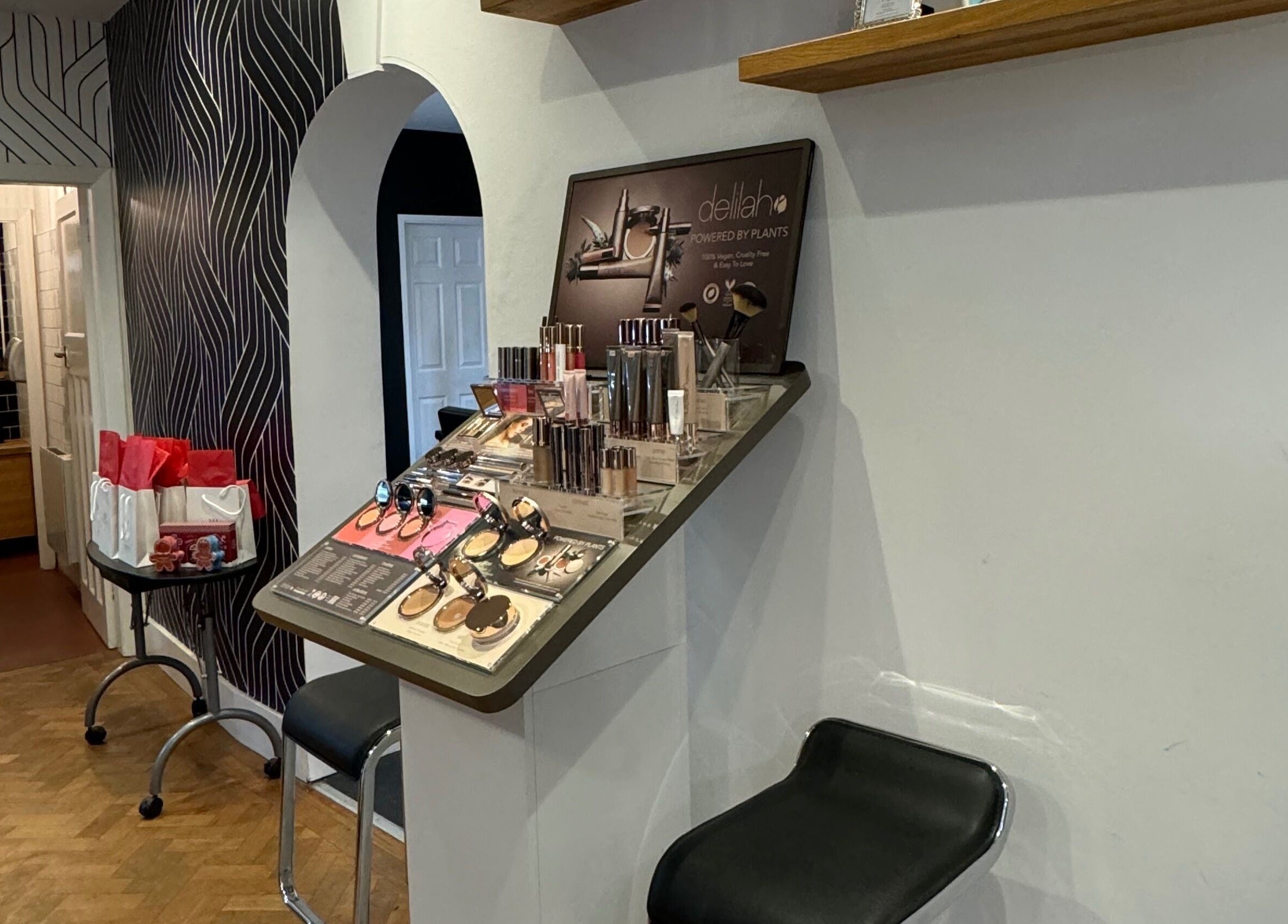 Beauty products display at Mirror Mirror Shrewsbury, luxurious setting in Shrewsbury, GB salon.
