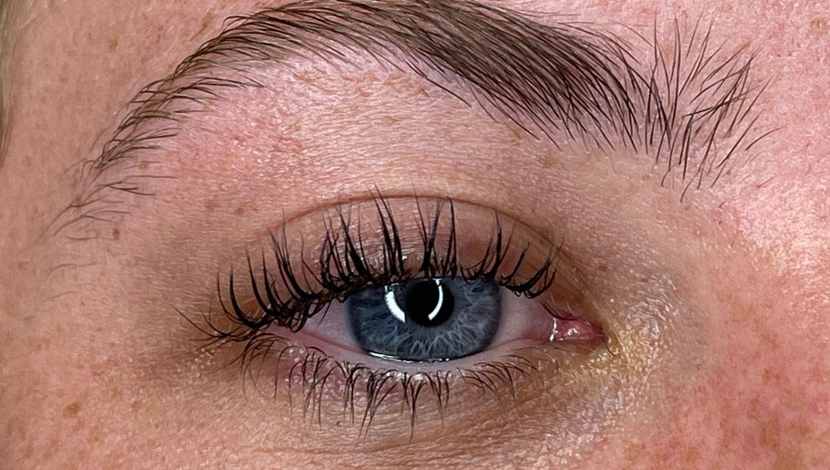Close-up of elegant lashes enhanced at CLM Beauty Bar, Dyce, Scotland, GB.
