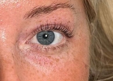 Close-up of eye showcasing natural makeup at RH Cosmetics, Leeds, England, GB.