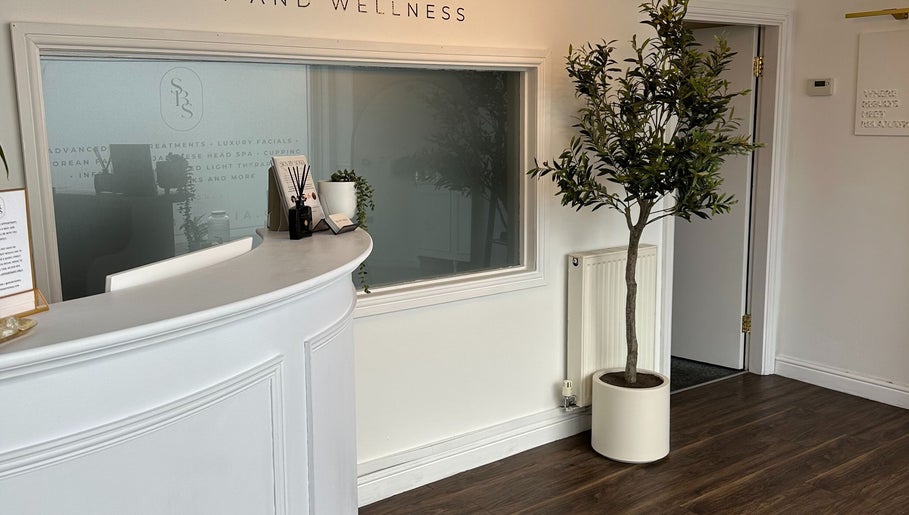 Calm reception area at SKN By Sonia | Skin & Wellness Spa, Burton Upon Trent, England, GB, with elegant decor.