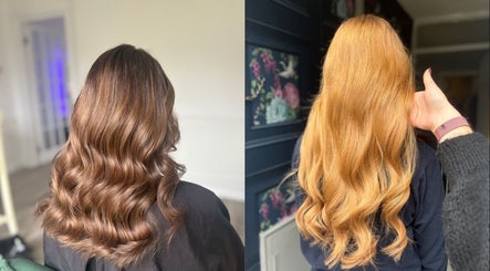 Beautiful wavy hairstyles at Beautilocks, Trelewis, Wales, GB, showcasing glossy brown and vibrant blonde hair.