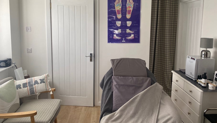 Relaxing therapy room at Boisdale Wellness - Reflexology by Seonaid, Portree, Scotland, GB, with calming decor.