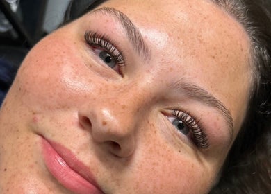 Close-up of a client's glowing skin at Ajax - The Glam Goddess, Ajax, Ontario, CA.