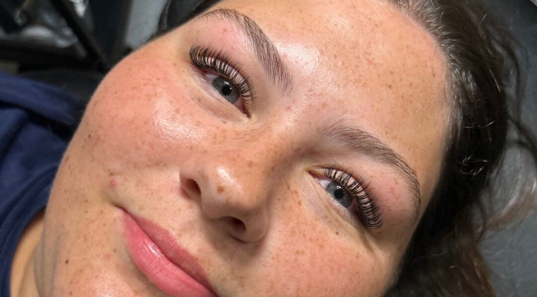 Close-up of a client's glowing skin at Ajax - The Glam Goddess, Ajax, Ontario, CA.