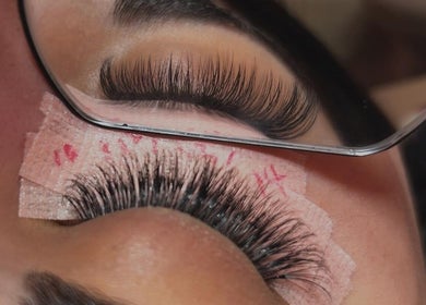 Close-up of exquisite eyelash extensions at Ajax - The Glam Goddess in Ajax, Ontario, CA.