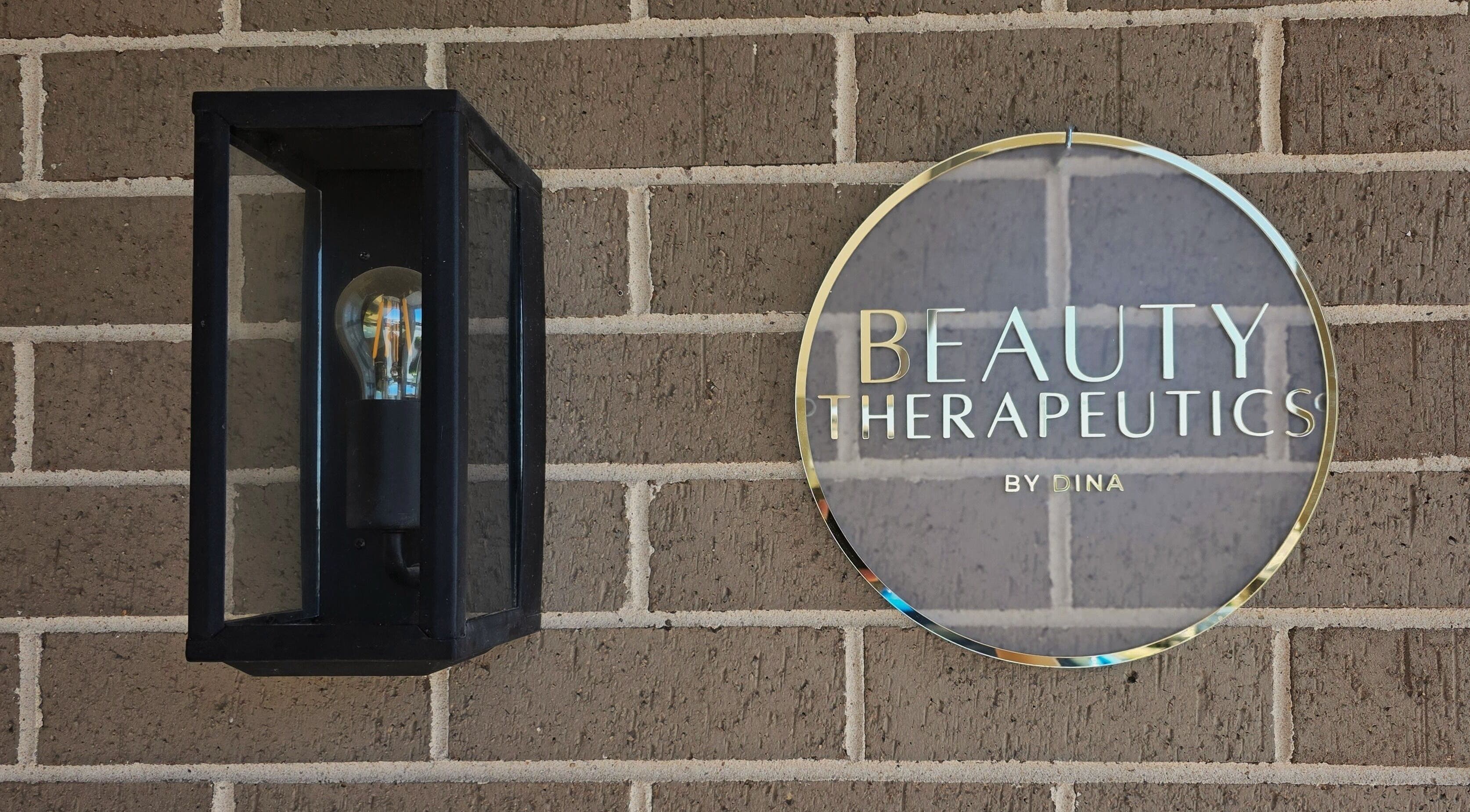 Beauty Therapeutics signage on brick wall, Oran Park, New South Wales, AU.