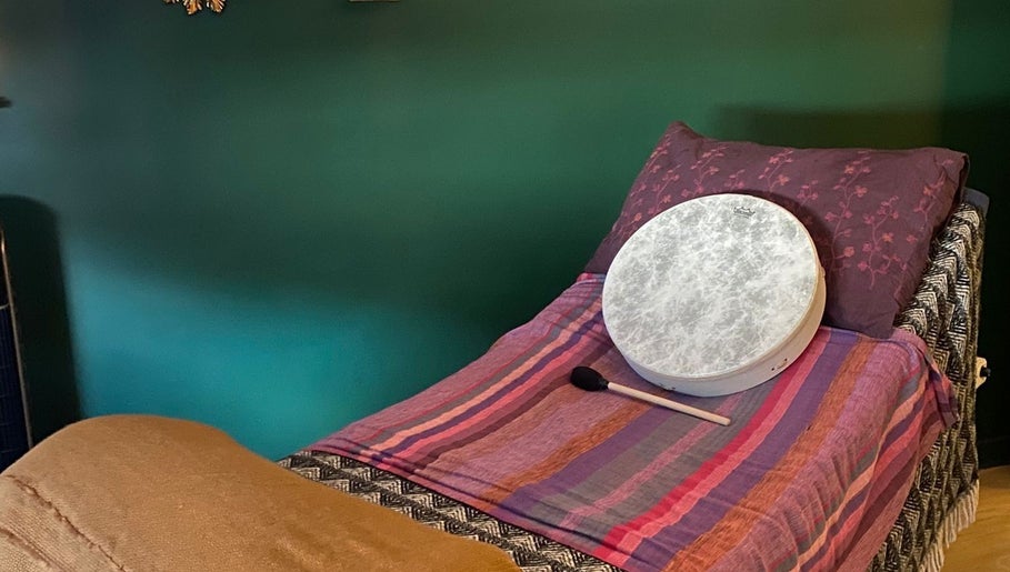 Cozy therapy bed at Anna Casey Holistic Bodywork, Newcastle upon Tyne, England, GB.