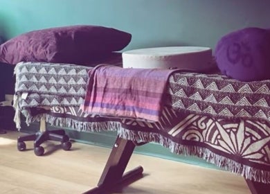 Massage table at Anna Casey Holistic Bodywork, Newcastle upon Tyne, England, GB, offering calming wellness services.