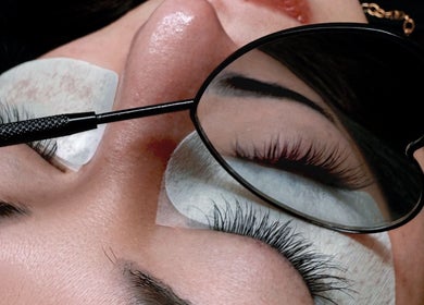 Close-up of lash extensions at Happy Nail South Yarra, Melbourne, Victoria, AU showcasing precision and beauty.