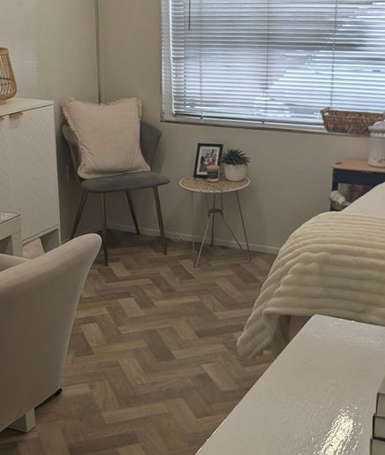 Calm treatment room at Jayne Aubury Beauty, Lurgan, Northern Ireland, GB, featuring a cozy bed and relaxing decor.