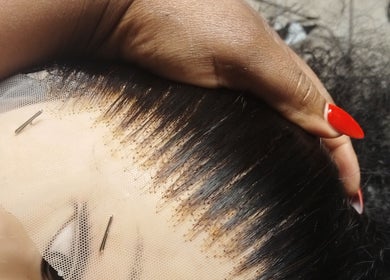 Close-up of detailed hair styling at TheTouch by leoRock, Johannesburg, Gauteng, ZA showcasing precision.