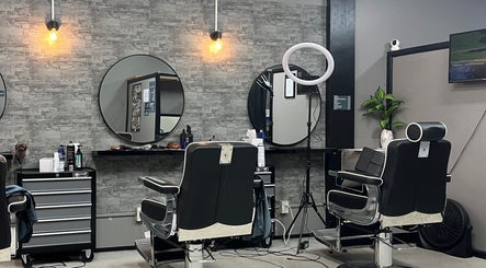 Modern barber chairs and mirrors at Dapper Hub Barbershop- PANMURE, Auckland, Auckland, NZ.