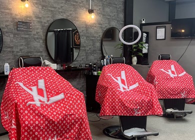 Modern barber chairs at Dapper Hub Barbershop-PANMURE, Auckland, Auckland, NZ. Trendy and stylish grooming space.