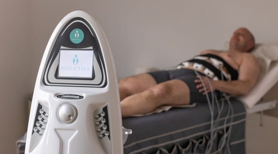 Equipo de terapia en REDUCTIVA Paseo de Gracia, Barcelona, Catalunya, ES, en uso para tratamiento de bienestar.