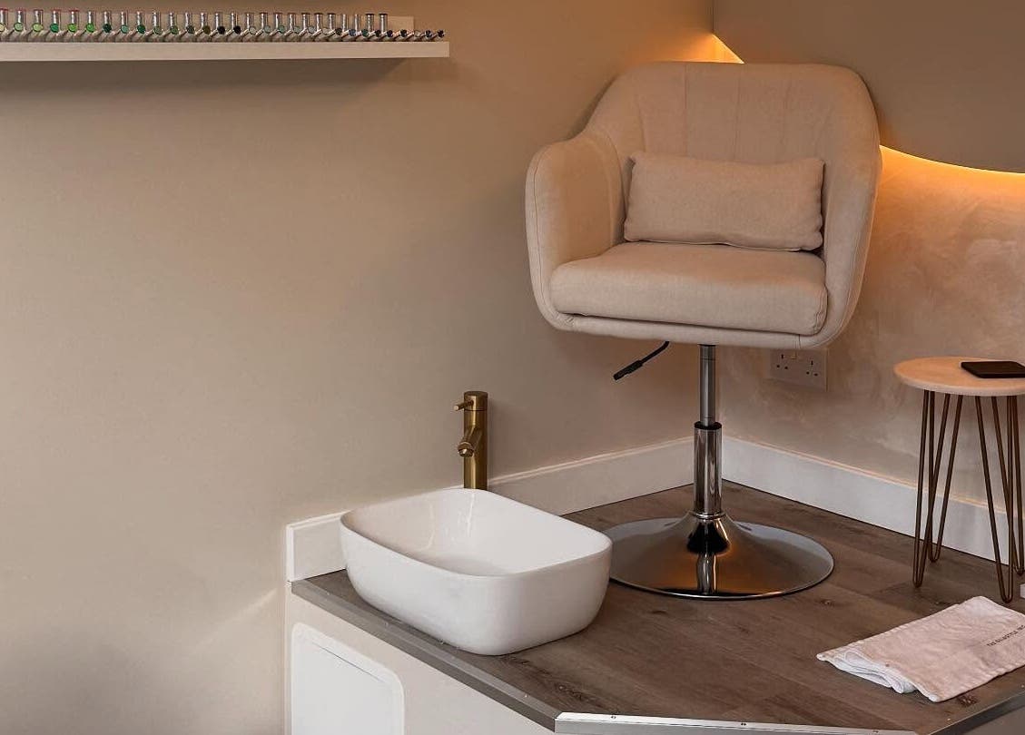 Pedicure chair setup at Mais Nails, Barry, Wales, GB, showcasing modern comfort in an inviting ambiance.