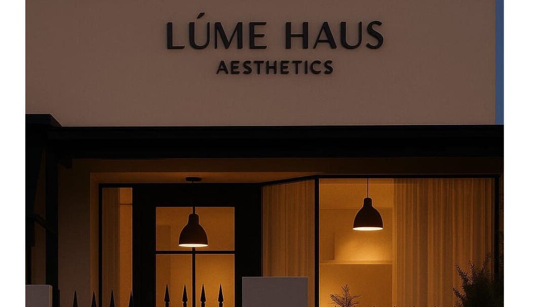 LÚME HAUS Aesthetics exterior warmly lit at Wavell Heights, Queensland, AU.
