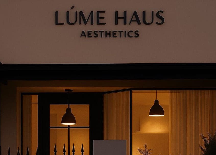 LÚME HAUS Aesthetics exterior warmly lit at Wavell Heights, Queensland, AU.