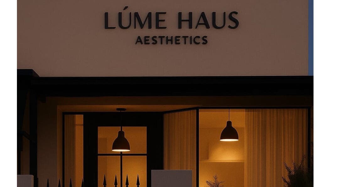 LÚME HAUS Aesthetics exterior warmly lit at Wavell Heights, Queensland, AU.
