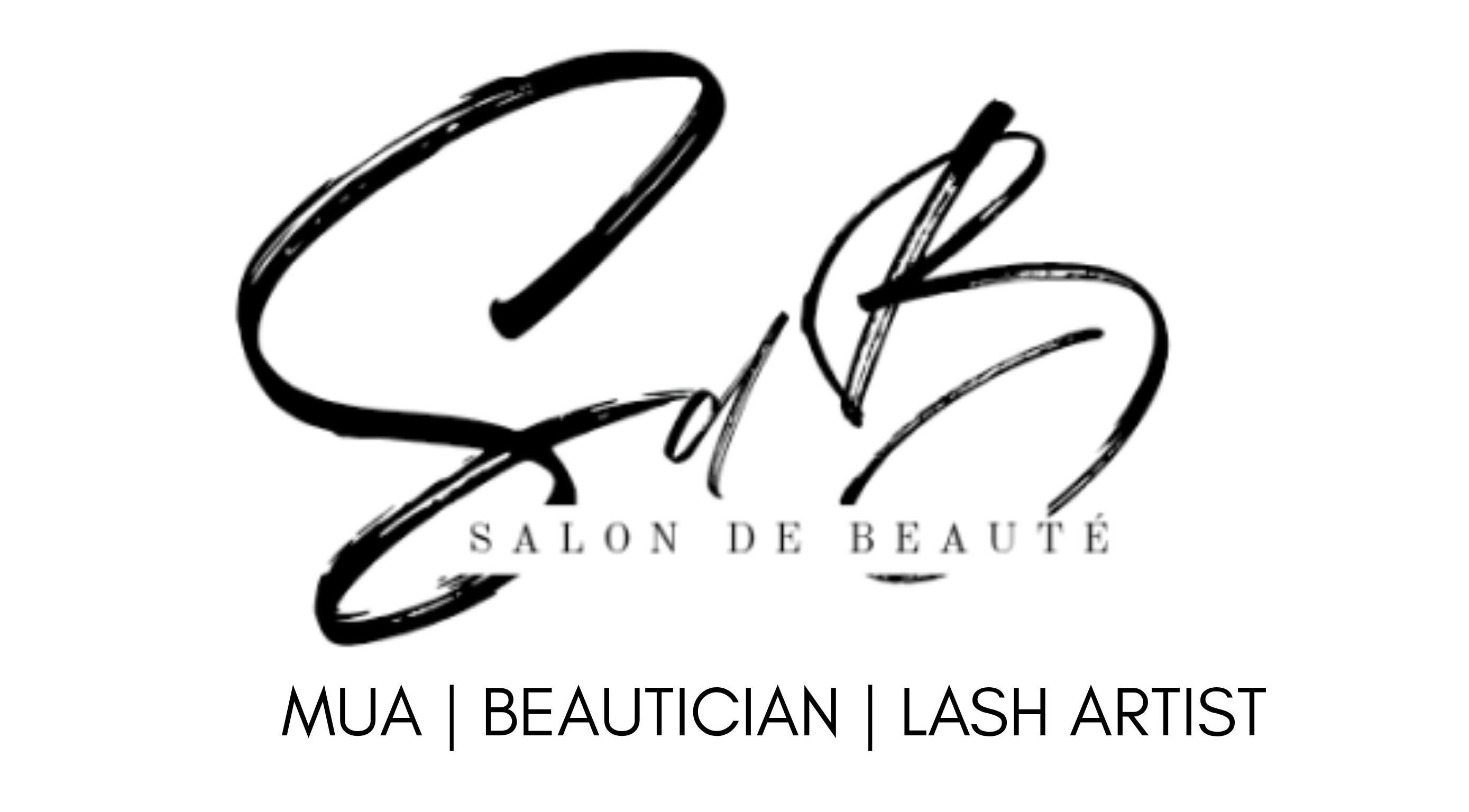 Salon De Beauté logo featuring calligraphy with MUA, beautician, and lash artist in Bethlehem, Free State, ZA.