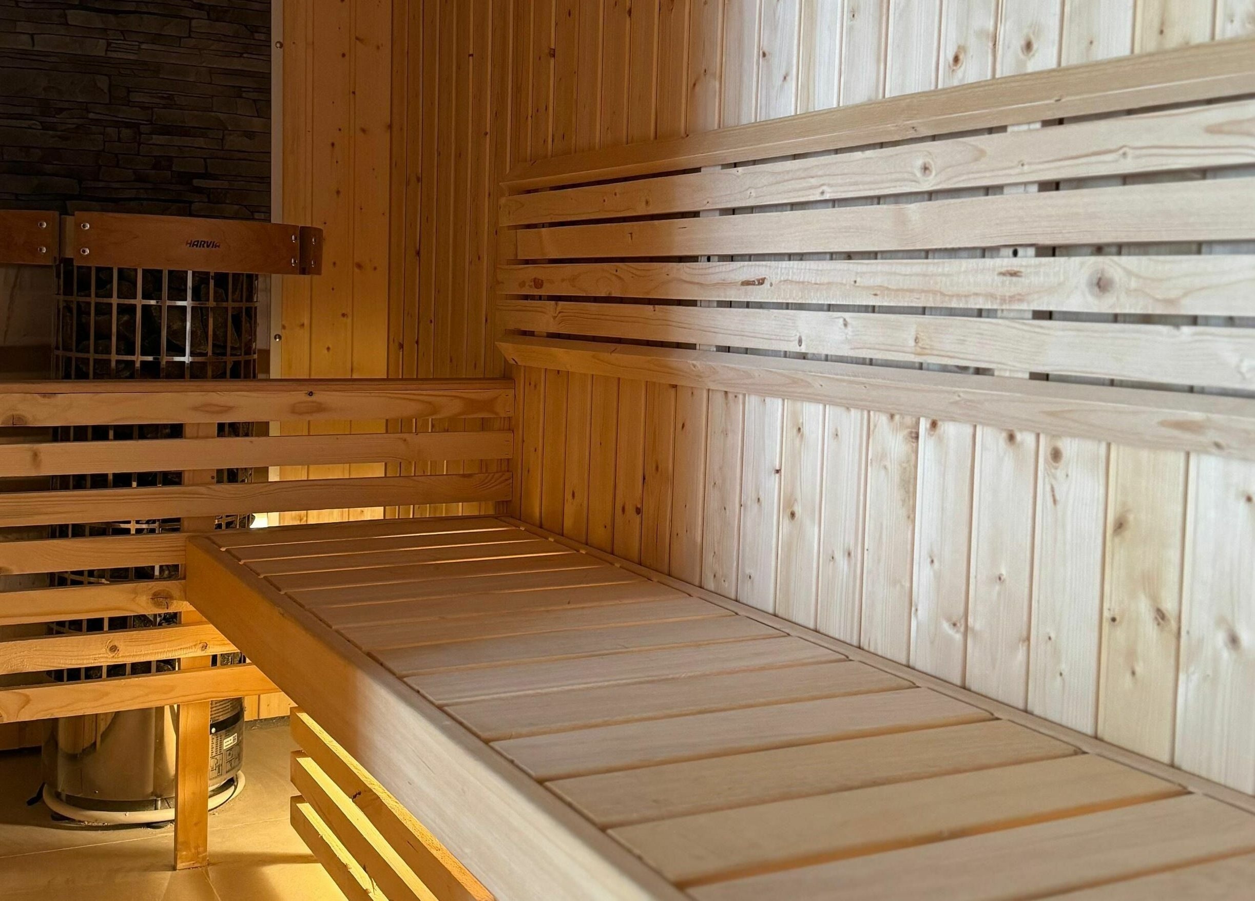 Relaxing wooden sauna at Etc Boutique I AlMalqa, Riyadh, Riyadh Province, SA, offering a tranquil spa experience.