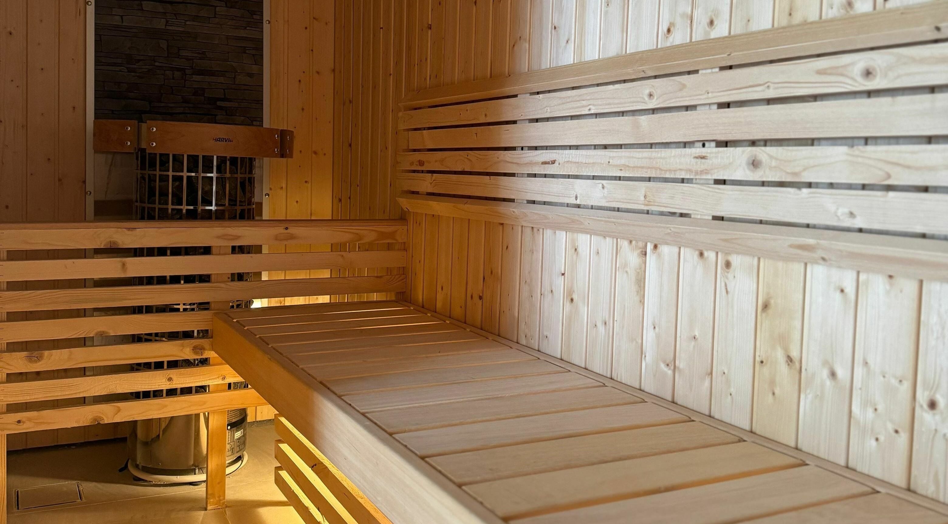 Relaxing wooden sauna at Etc Boutique I AlMalqa, Riyadh, Riyadh Province, SA, offering a tranquil spa experience.