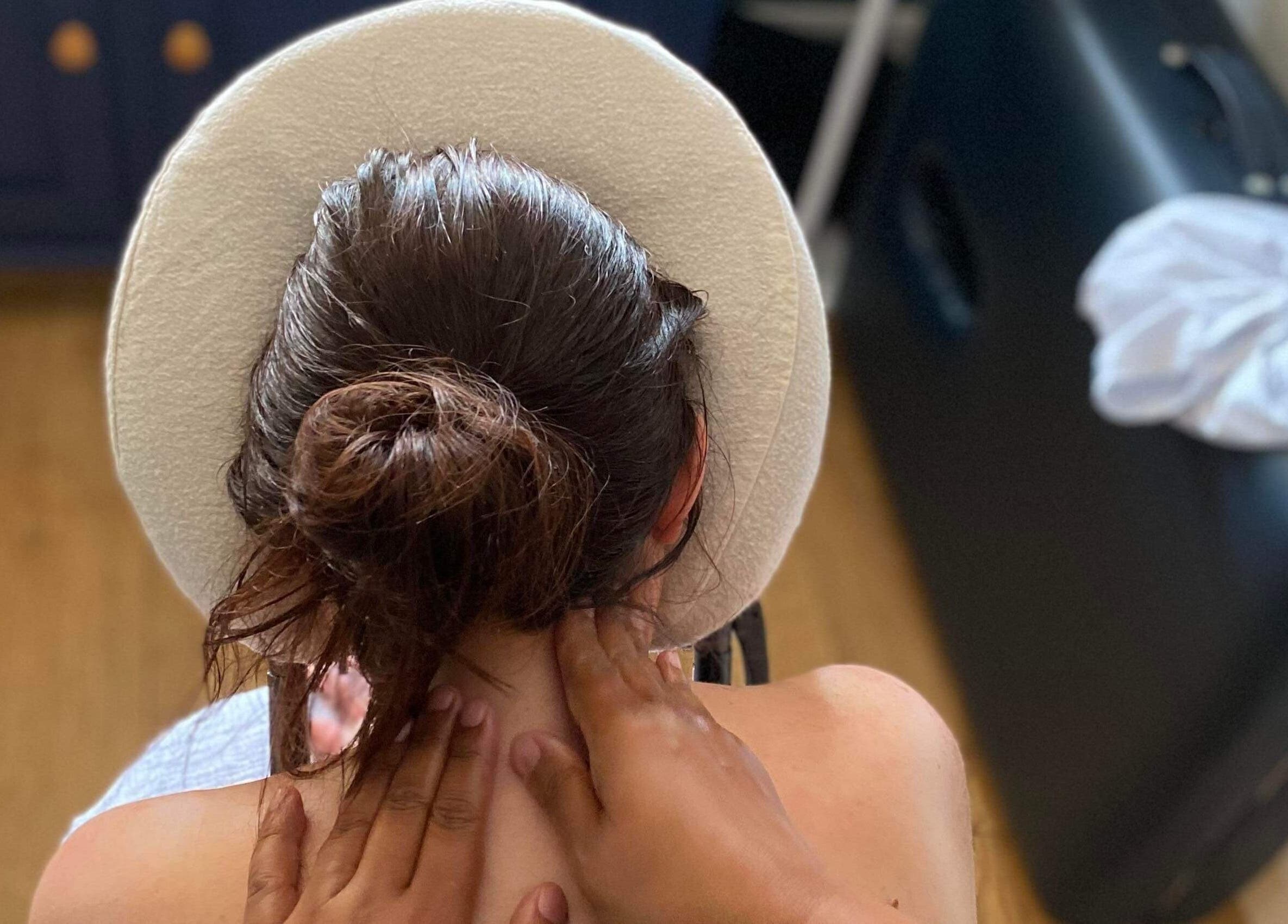 Relaxing neck massage at Chill & Tonic at The Granary, Polesworth, England, GB. Experience ultimate wellness.