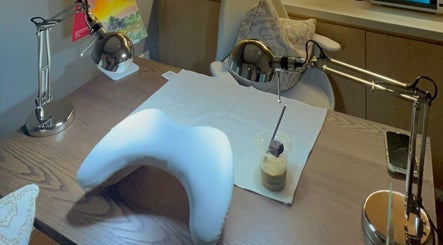 Manicure station at Stay Classy By Helen in Sydney, New South Wales, AU, featuring a modern, elegant setup.
