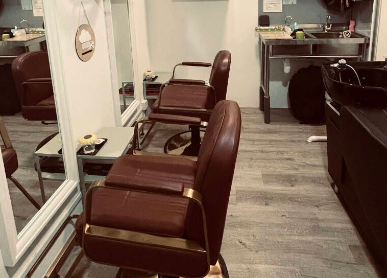 Elegant salon chairs and wash station at HairByIsk Studio, Singapore, Singapore, SG.