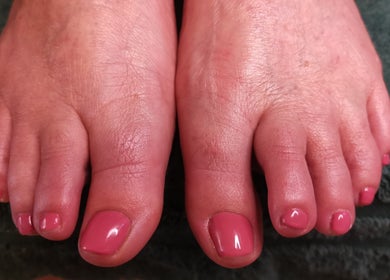Pink pedicure at Amazing Beauty Salon and Wellness in Pretoria, Gauteng, ZA for a sleek and polished look.