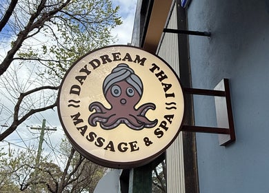 Daydream Thai Massage & Spa South Melbourne sign featuring an octopus, located in Melbourne, Victoria, AU.