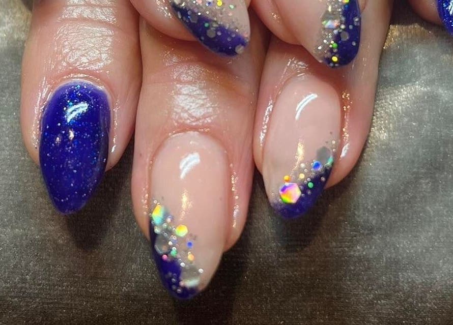Stylish glitter nails at Pretty Beautiful, Waterlooville, England, GB - perfect for a standout look.