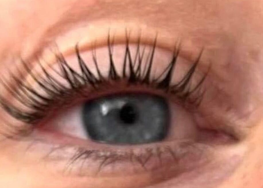 Close-up of expertly done eyelashes at Pretty Beautiful in Waterlooville, England, GB.