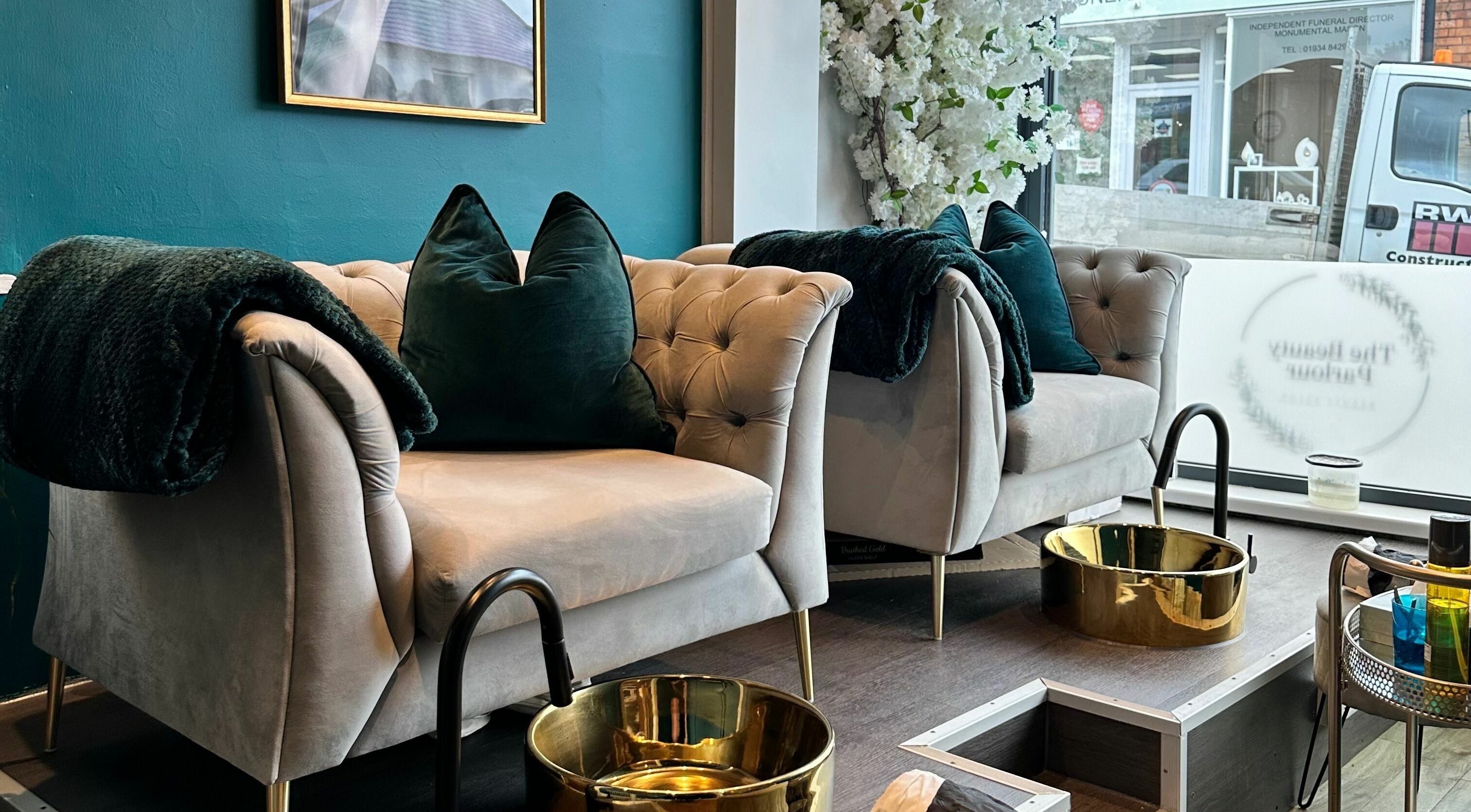 Luxurious seating at The Beauty Parlour, Winscombe, England, GB, offers a relaxing spa experience.