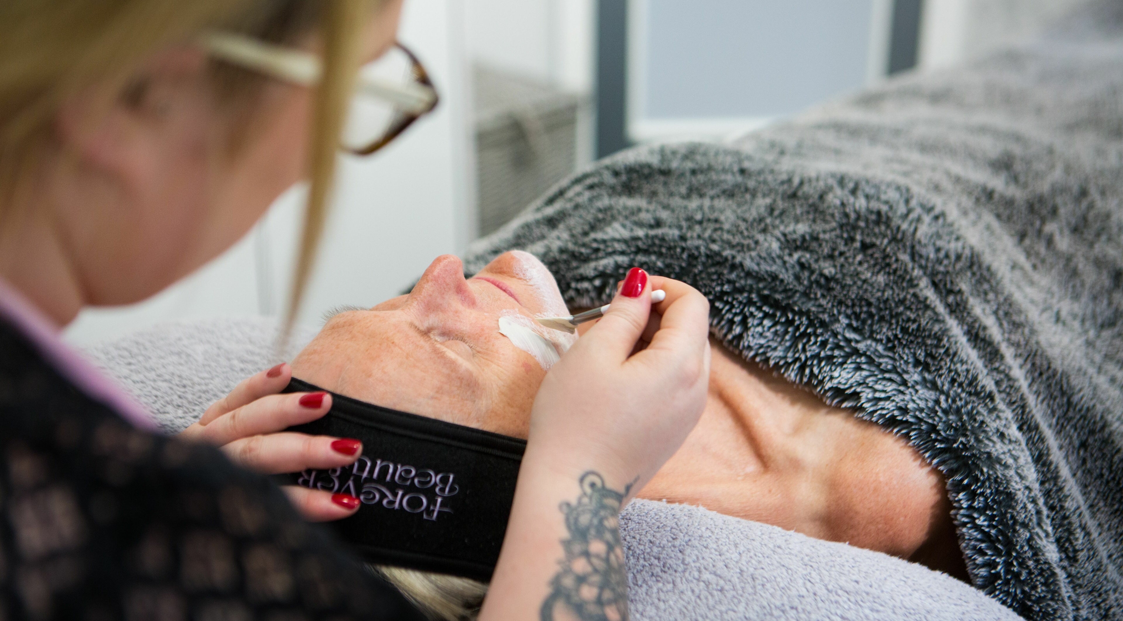 Facial treatment at Forever Beautiful, Wooler, England, GB enhances relaxation and skin vitality.