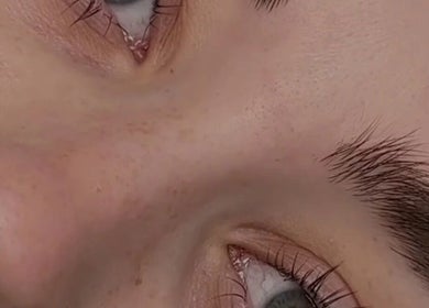 Close-up of perfectly groomed eyebrows at Beauty By Marina in Thetford, England, GB.