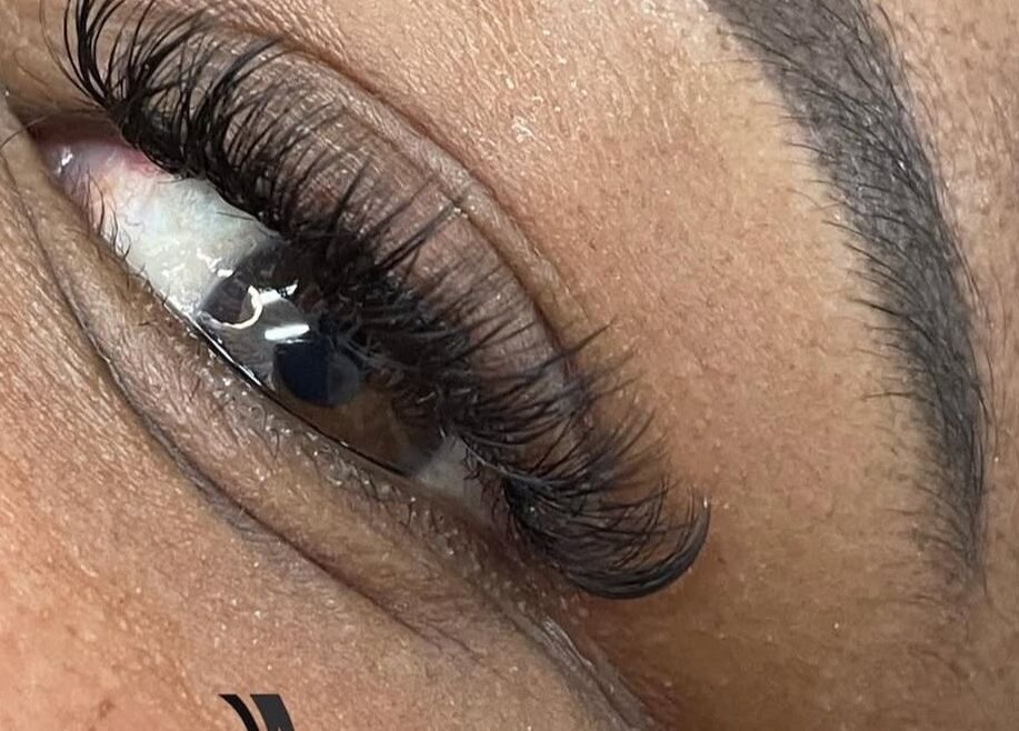 Close-up of eyelash extensions at Lashes by Simone in Boksburg, Gauteng, ZA.