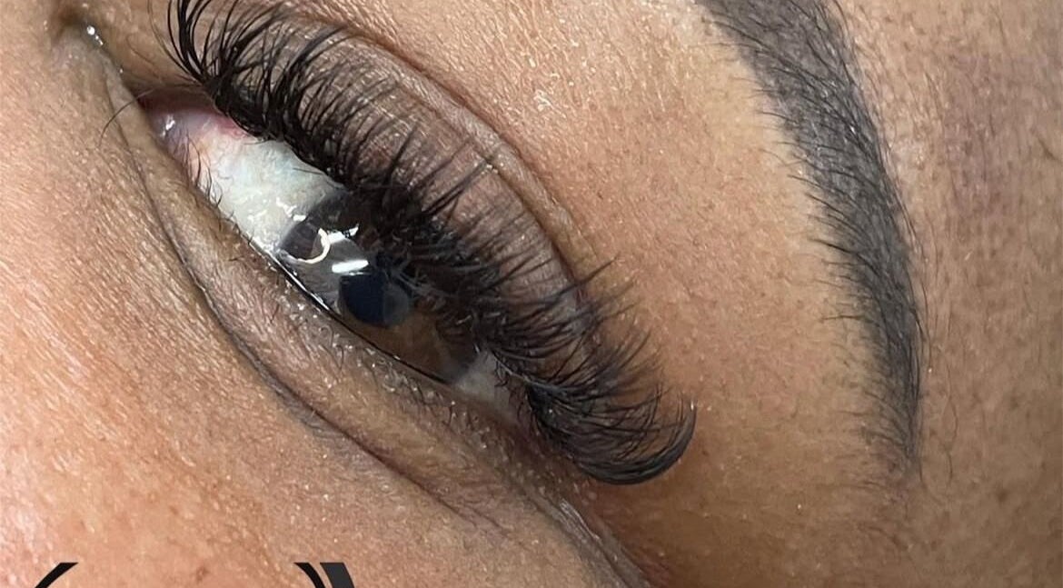 Close-up of eyelash extensions at Lashes by Simone in Boksburg, Gauteng, ZA.