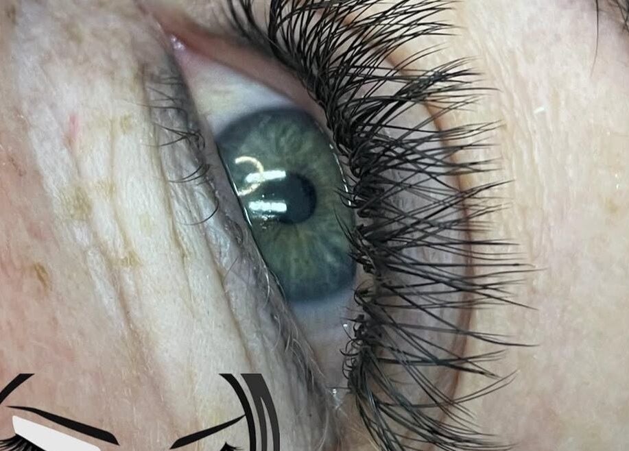 Close-up of eye with enhanced lashes at Lashes by Simone, Boksburg, Gauteng, ZA.