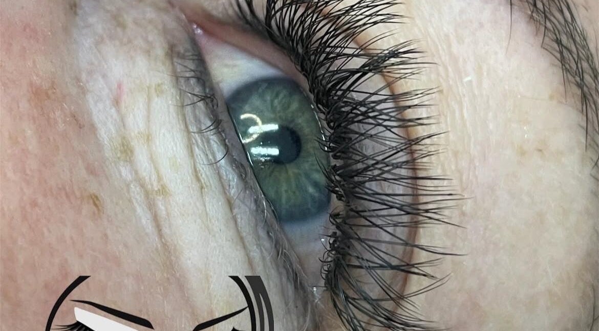 Close-up of eye with enhanced lashes at Lashes by Simone, Boksburg, Gauteng, ZA.