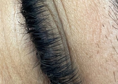 Close-up of eyelash extensions at Lashes by Simone in Boksburg, Gauteng, ZA.